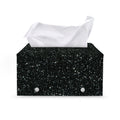 Black (NOT Real) Glitter Print Leather Tissue Box Cover