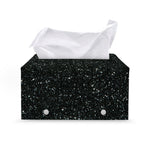 Black (NOT Real) Glitter Print Leather Tissue Box Cover