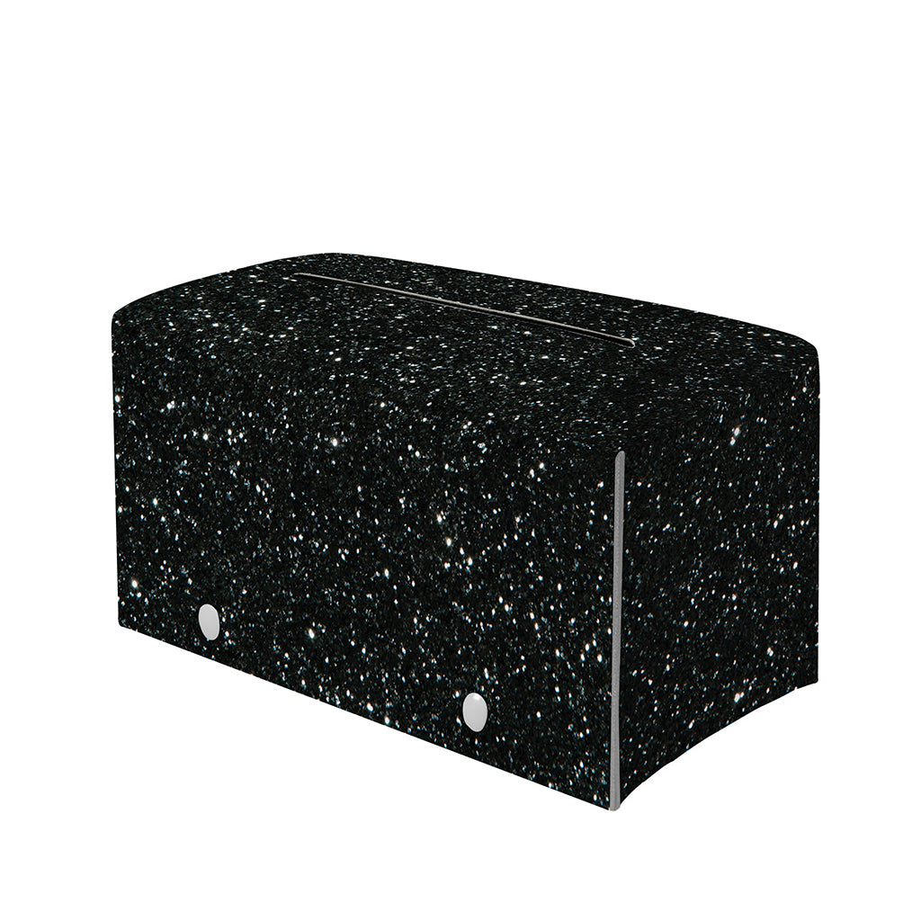 Black (NOT Real) Glitter Print Leather Tissue Box Cover
