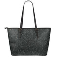 Black (NOT Real) Glitter Print Leather Tote Bag With Zipper