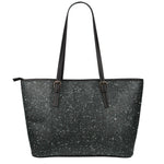 Black (NOT Real) Glitter Print Leather Tote Bag