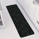 Black (NOT Real) Glitter Print Long Kitchen Mat