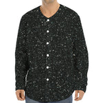 Black (NOT Real) Glitter Print Long Sleeve Baseball Jersey