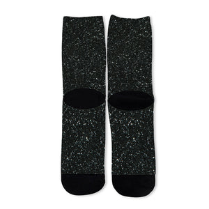 Black (NOT Real) Glitter Print Long Socks