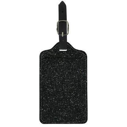 Black (NOT Real) Glitter Print Luggage Tag