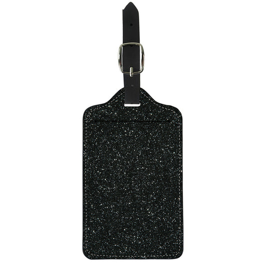 Black (NOT Real) Glitter Print Luggage Tag