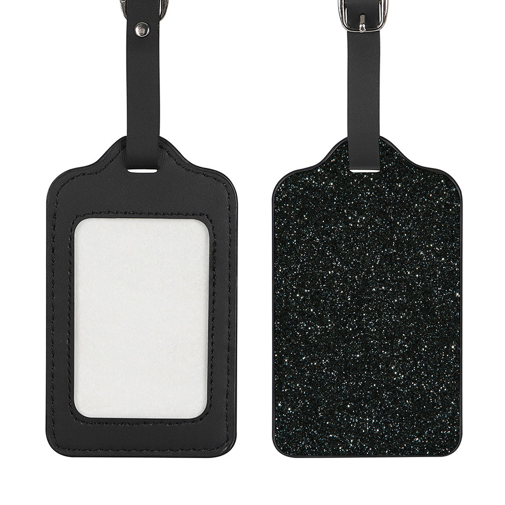 Black (NOT Real) Glitter Print Luggage Tag