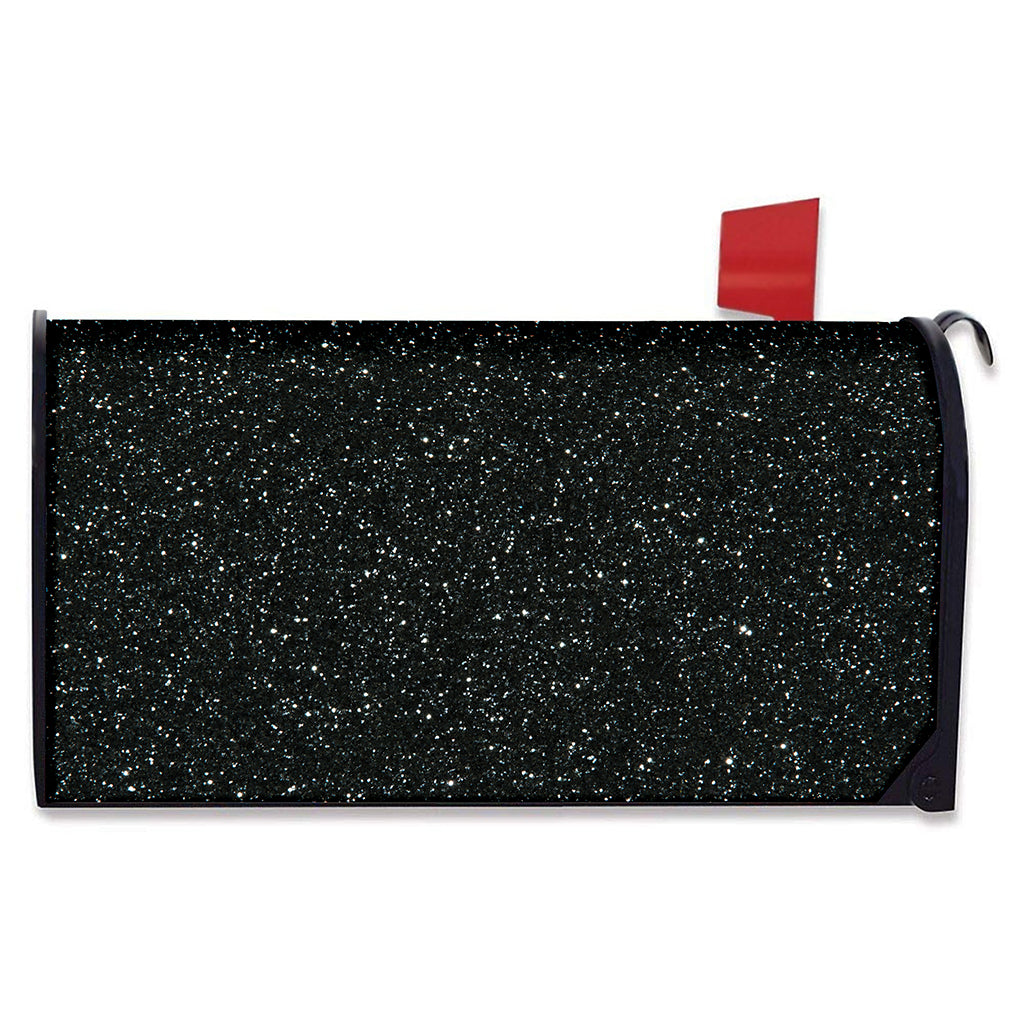 Black (NOT Real) Glitter Print Mailbox Cover