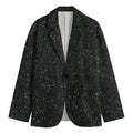 Black (NOT Real) Glitter Print Men's Cotton Blazer