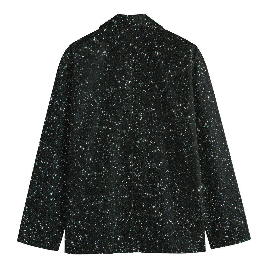 Black (NOT Real) Glitter Print Men's Cotton Blazer