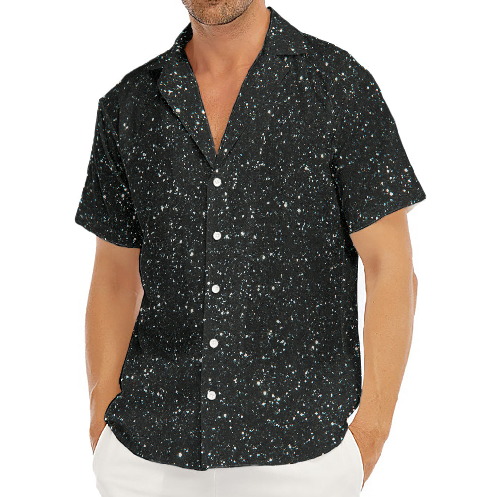 Black (NOT Real) Glitter Print Men's Deep V-Neck Shirt