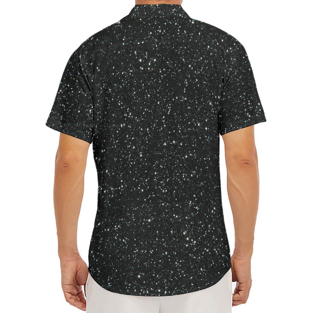 Black (NOT Real) Glitter Print Men's Deep V-Neck Shirt