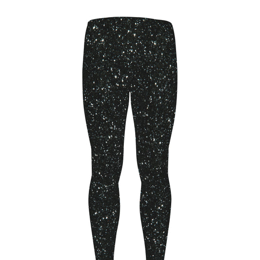 Black (NOT Real) Glitter Print Men's leggings