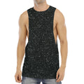 Black (NOT Real) Glitter Print Men's Muscle Tank Top