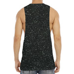 Black (NOT Real) Glitter Print Men's Muscle Tank Top