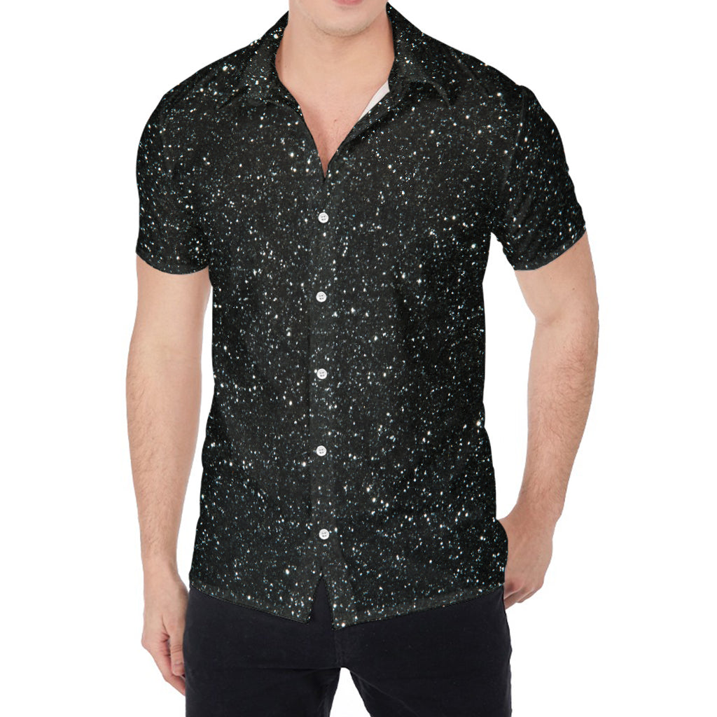 Black (NOT Real) Glitter Print Men's Shirt