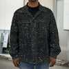 Black (NOT Real) Glitter Print Men's Shirt Jacket