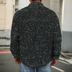 Black (NOT Real) Glitter Print Men's Shirt Jacket