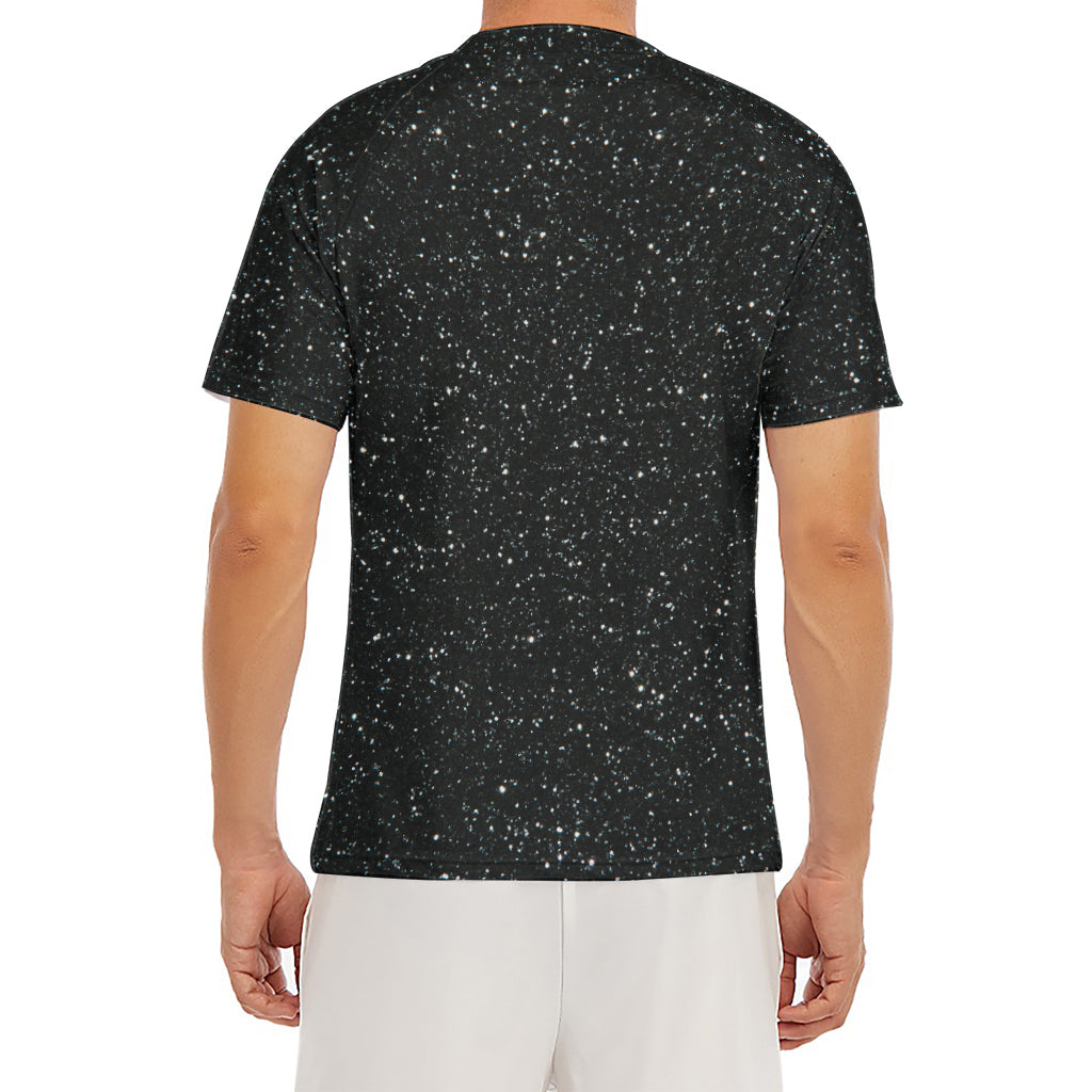 Black (NOT Real) Glitter Print Men's Short Sleeve Rash Guard