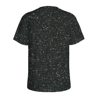 Black (NOT Real) Glitter Print Men's Sports T-Shirt