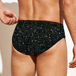Black (NOT Real) Glitter Print Men's Swim Briefs