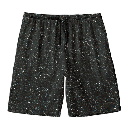 Black (NOT Real) Glitter Print Men's Swim Trunks