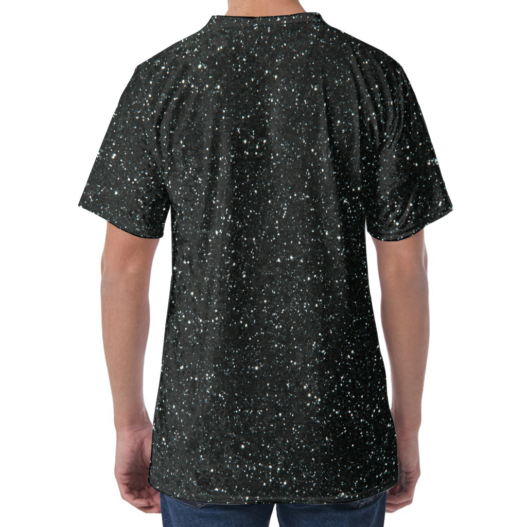 Black (NOT Real) Glitter Print Men's Velvet T-Shirt