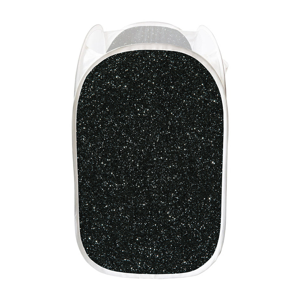 Black (NOT Real) Glitter Print Mesh Laundry Hamper