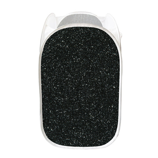 Black (NOT Real) Glitter Print Mesh Laundry Hamper