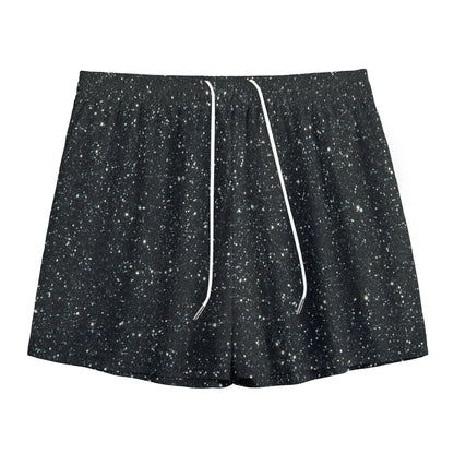 Black (NOT Real) Glitter Print Mesh Shorts