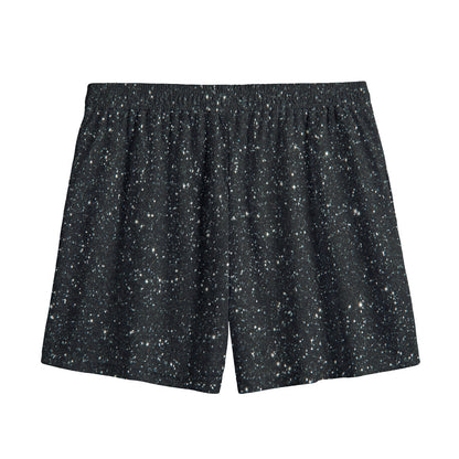 Black (NOT Real) Glitter Print Mesh Shorts