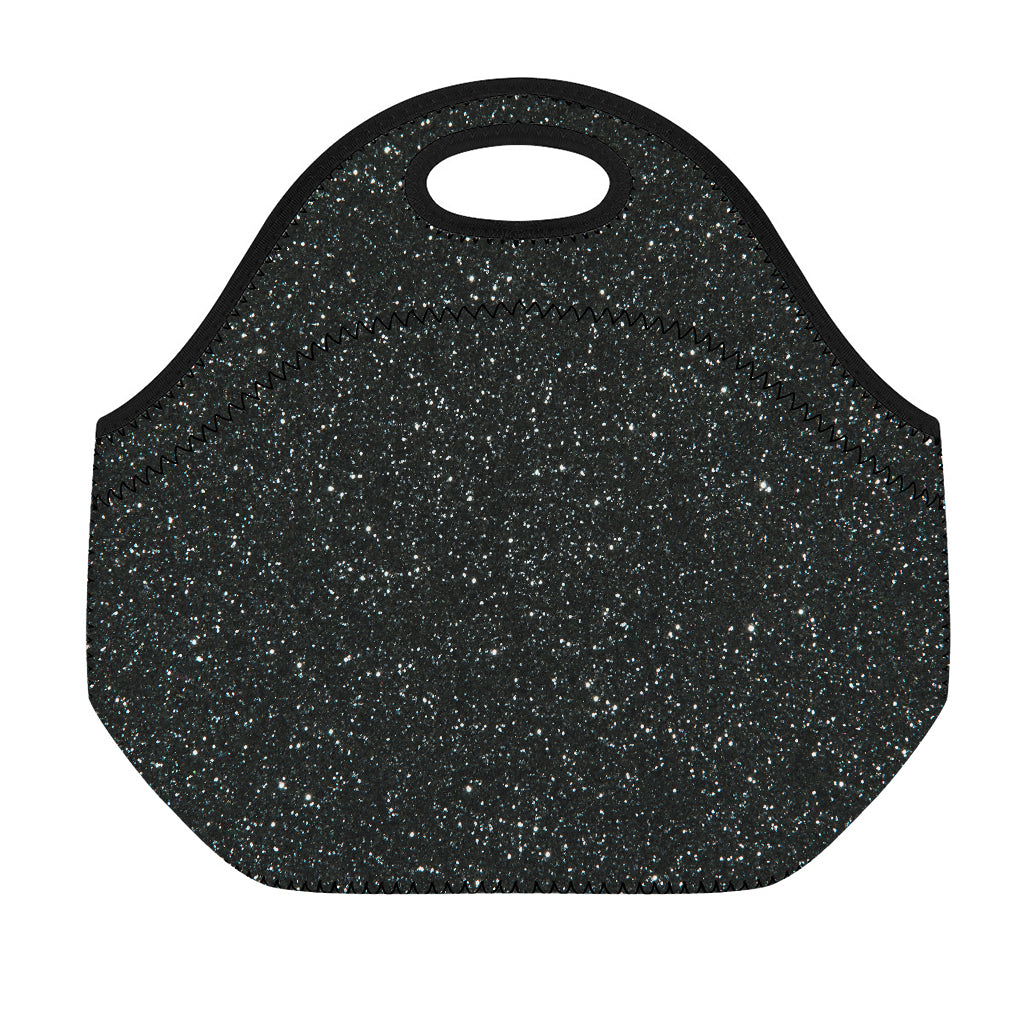 Black (NOT Real) Glitter Print Neoprene Lunch Bag