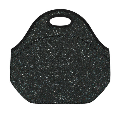 Black (NOT Real) Glitter Print Neoprene Lunch Bag