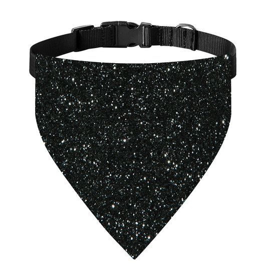 Black (NOT Real) Glitter Print Over The Collar Dog Bandana