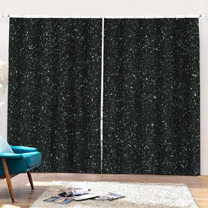 Black (NOT Real) Glitter Print Pencil Pleat Curtains