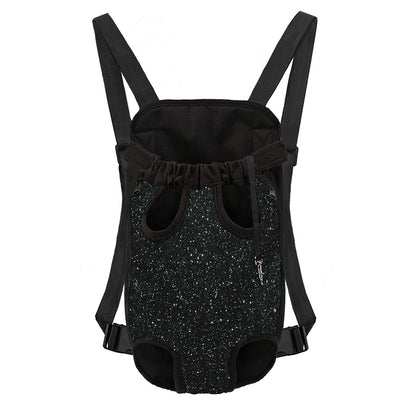 Black (NOT Real) Glitter Print Pet Carrier Backpack