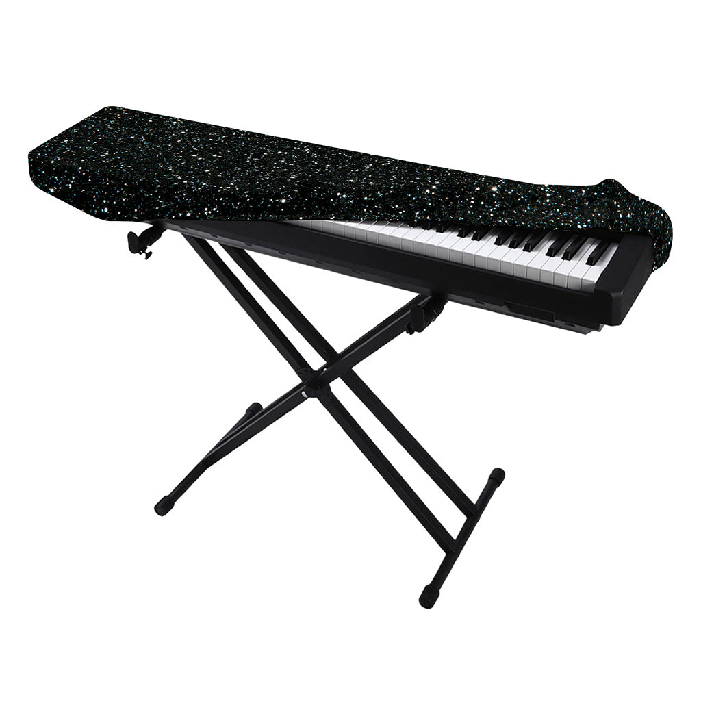 Black (NOT Real) Glitter Print Piano Keyboard Cover