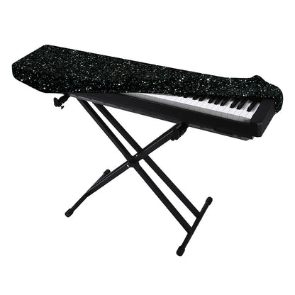 Black (NOT Real) Glitter Print Piano Keyboard Cover