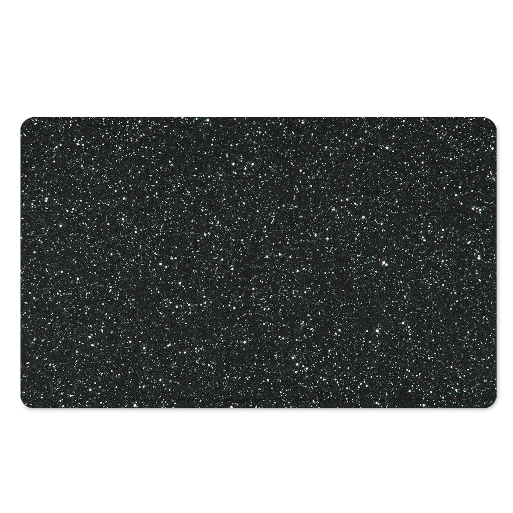 Black (NOT Real) Glitter Print Polyester Doormat
