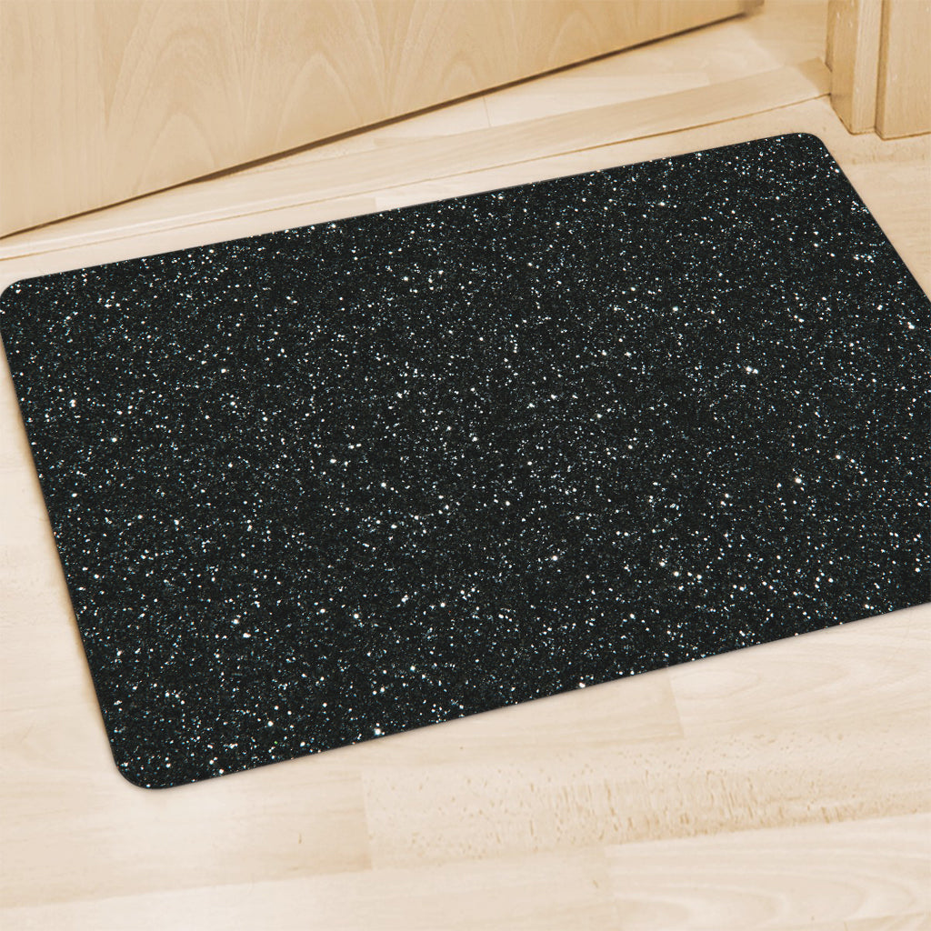 Black (NOT Real) Glitter Print Polyester Doormat