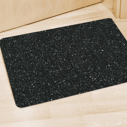 Black (NOT Real) Glitter Print Polyester Doormat