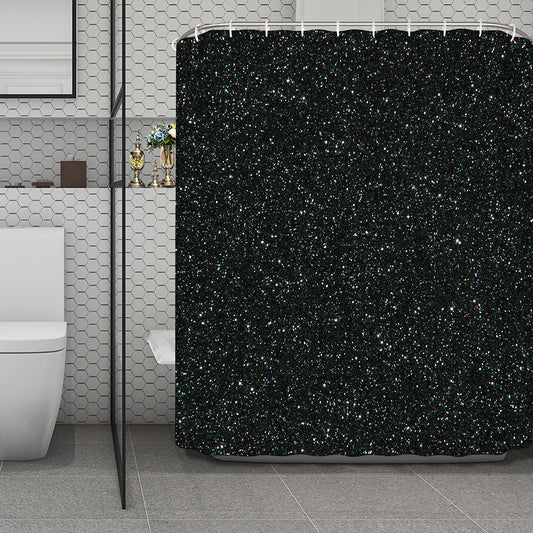 Black (NOT Real) Glitter Print Polyester Shower Curtain