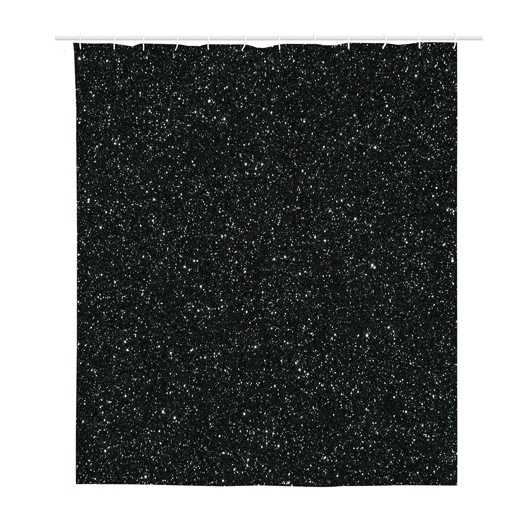 Black (NOT Real) Glitter Print Polyester Shower Curtain