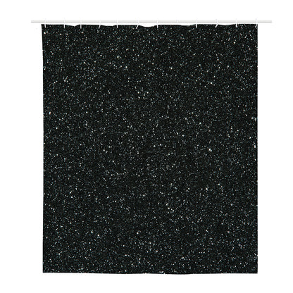 Black (NOT Real) Glitter Print Polyester Shower Curtain