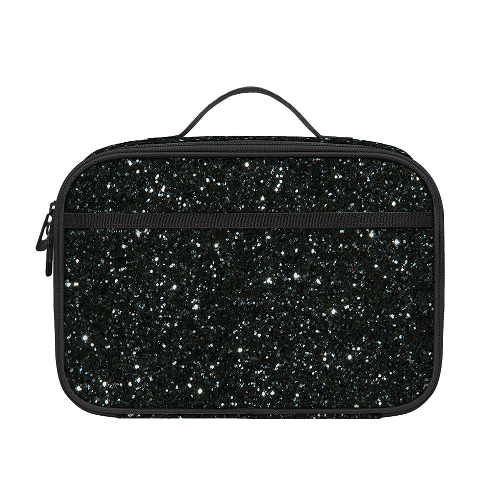 Black (NOT Real) Glitter Print Portable Lunch Bag