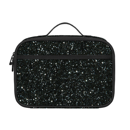 Black (NOT Real) Glitter Print Portable Lunch Bag