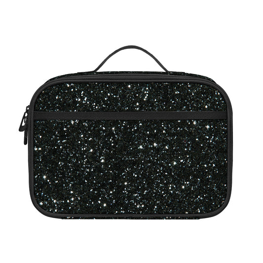 Black (NOT Real) Glitter Print Portable Lunch Bag