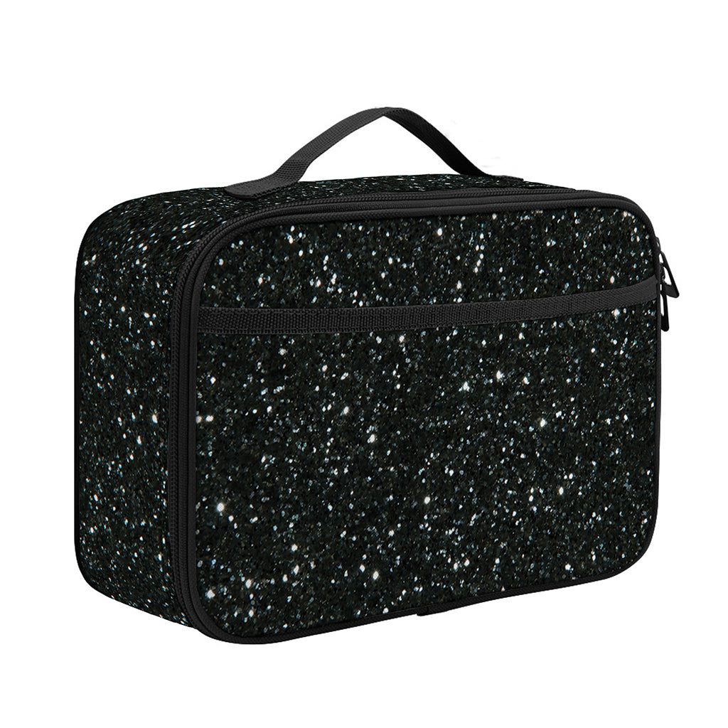 Black (NOT Real) Glitter Print Portable Lunch Bag