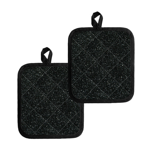 Black (NOT Real) Glitter Print Pot Holders