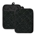 Black (NOT Real) Glitter Print Pot Holders With Pocket
